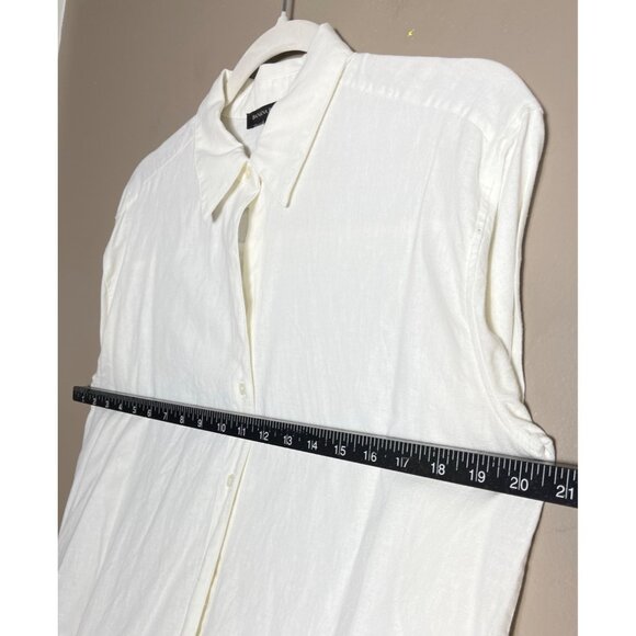 Banana Republic Blouse Ivory Linen Blend Button Up Relaxed Layer Preppy Women XS - Picture 5 of 9